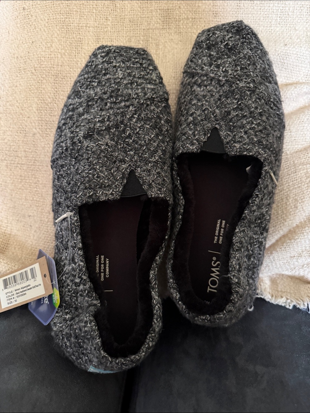 TOMS Charcoal Knit Slip-On Loafers